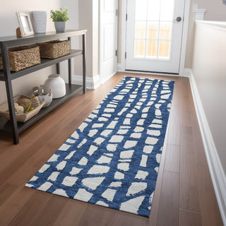 Piper Looms Mayfield Squares AMF754 Navy Machine Washable Area Rug Runner Lifestyle Image Feature