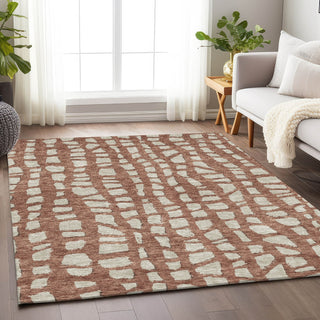 Piper Looms Mayfield Squares AMF754 Paprika Machine Washable Area Rug Lifestyle Image Feature