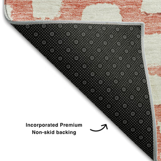 Piper Looms Mayfield Squares AMF754 Salmon Machine Washable Area Rug Backing Image