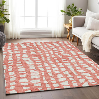 Piper Looms Mayfield Squares AMF754 Salmon Machine Washable Area Rug Lifestyle Image Feature
