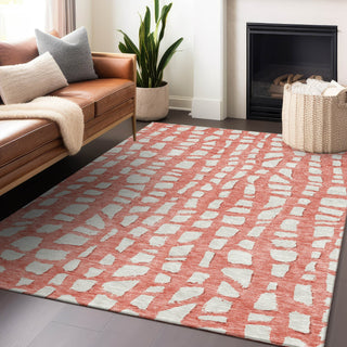 Piper Looms Mayfield Squares AMF754 Salmon Machine Washable Area Rug Lifestyle Image Feature
