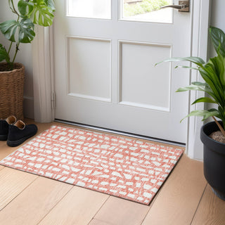 Piper Looms Mayfield Squares AMF754 Salmon Machine Washable Area Rug Scatter Lifestyle Image Feature