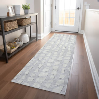 Piper Looms Mayfield Squares AMF754 Silver Machine Washable Area Rug Runner Lifestyle Image Feature