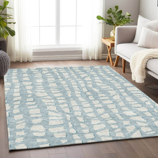 Piper Looms Mayfield Squares AMF754 Sky Machine Washable Area Rug Lifestyle Image Feature