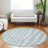 Piper Looms Mayfield Squares AMF754 Sky Machine Washable Area Rug Round Lifestyle Image Feature