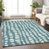 Piper Looms Mayfield Squares AMF754 Teal Machine Washable Area Rug Lifestyle Image Feature