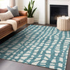 Piper Looms Mayfield Squares AMF754 Teal Machine Washable Area Rug Lifestyle Image Feature