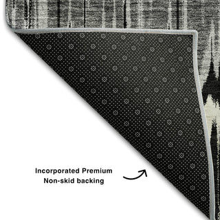 Piper Looms Mayfield Stripes AMF755 Black Machine Washable Area Rug Backing Image