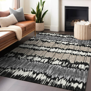 Piper Looms Mayfield Stripes AMF755 Black Machine Washable Area Rug Lifestyle Image Feature