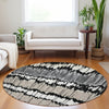 Piper Looms Mayfield Stripes AMF755 Black Machine Washable Area Rug Round Lifestyle Image Feature