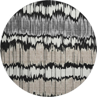 Piper Looms Mayfield Stripes AMF755 Black Machine Washable Area Rug Round Main Image