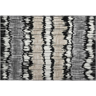 Piper Looms Mayfield Stripes AMF755 Black Machine Washable Area Rug Scatter Main Image