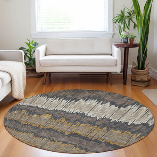 Piper Looms Mayfield Stripes AMF755 Fudge Machine Washable Area Rug Round Lifestyle Image Feature
