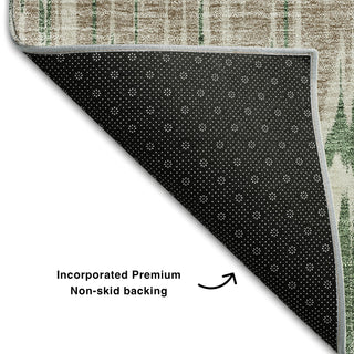Piper Looms Mayfield Stripes AMF755 Green Machine Washable Area Rug Backing Image