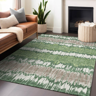 Piper Looms Mayfield Stripes AMF755 Green Machine Washable Area Rug Lifestyle Image Feature