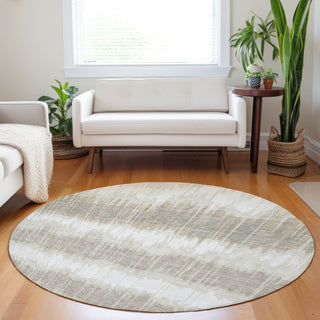 Piper Looms Mayfield Stripes AMF755 Ivory Machine Washable Area Rug Round Lifestyle Image Feature