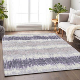 Piper Looms Mayfield Stripes AMF755 Lavender Machine Washable Area Rug Lifestyle Image Feature