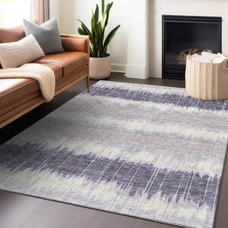 Piper Looms Mayfield Stripes AMF755 Lavender Machine Washable Area Rug Lifestyle Image Feature