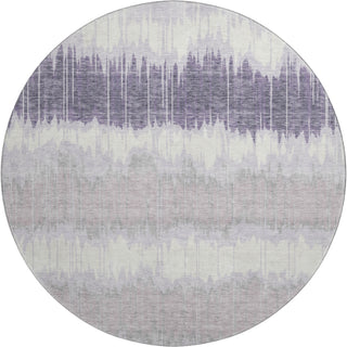Piper Looms Mayfield Stripes AMF755 Lavender Machine Washable Area Rug Round Main Image
