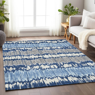 Piper Looms Mayfield Stripes AMF755 Navy Machine Washable Area Rug Lifestyle Image Feature