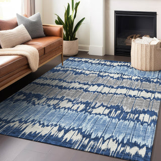 Piper Looms Mayfield Stripes AMF755 Navy Machine Washable Area Rug Lifestyle Image Feature