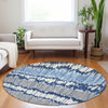 Piper Looms Mayfield Stripes AMF755 Navy Machine Washable Area Rug Round Lifestyle Image Feature