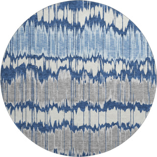 Piper Looms Mayfield Stripes AMF755 Navy Machine Washable Area Rug Round Main Image