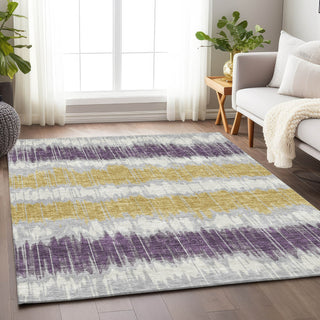 Piper Looms Mayfield Stripes AMF755 Silver Machine Washable Area Rug Lifestyle Image Feature