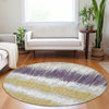 Piper Looms Mayfield Stripes AMF755 Silver Machine Washable Area Rug Round Lifestyle Image Feature