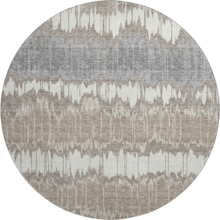 Piper Looms Mayfield Stripes AMF755 Taupe Machine Washable Area Rug Round Main Image