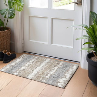 Piper Looms Mayfield Stripes AMF755 Taupe Machine Washable Area Rug Scatter Lifestyle Image Feature