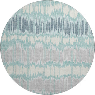 Piper Looms Mayfield Stripes AMF755 Teal Machine Washable Area Rug Round Main Image