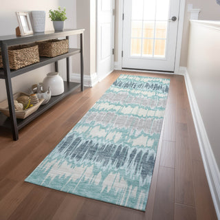 Piper Looms Mayfield Stripes AMF755 Teal Machine Washable Area Rug Runner Lifestyle Image Feature