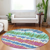 Piper Looms Mayfield Stripes AMF755 White Machine Washable Area Rug Round Lifestyle Image Feature