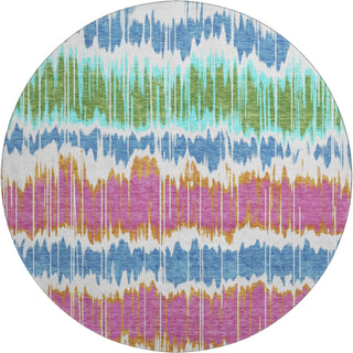 Piper Looms Mayfield Stripes AMF755 White Machine Washable Area Rug Round Main Image