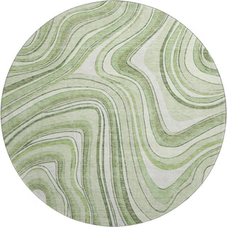 Piper Looms Mayfield Swirls AMF756 Aloe Machine Washable Area Rug Round Main Image