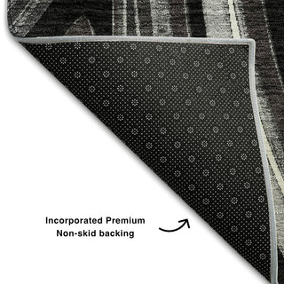 Piper Looms Mayfield Swirls AMF756 Black Machine Washable Area Rug Backing Image