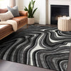 Piper Looms Mayfield Swirls AMF756 Black Machine Washable Area Rug Lifestyle Image Feature
