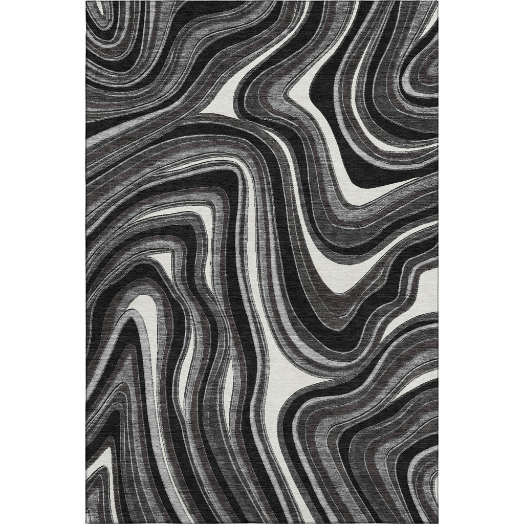 Piper Looms Mayfield Swirls AMF756 Black Machine Washable Area Rug main image