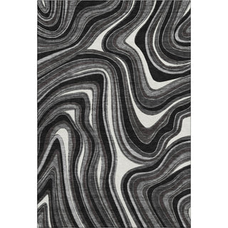 Piper Looms Mayfield Swirls AMF756 Black Machine Washable Area Rug main image