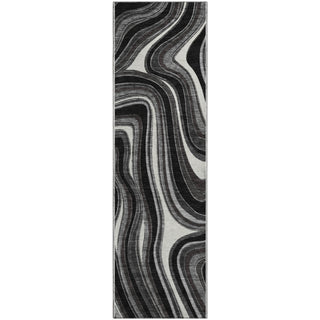 Piper Looms Mayfield Swirls AMF756 Black Machine Washable Area Rug Runner Main Image