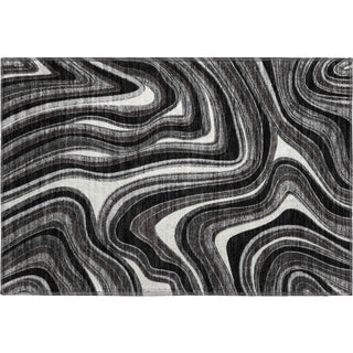 Piper Looms Mayfield Swirls AMF756 Black Machine Washable Area Rug Scatter Main Image