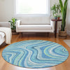 Piper Looms Mayfield Swirls AMF756 Blue Machine Washable Area Rug Round Lifestyle Image Feature