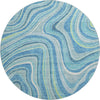 Piper Looms Mayfield Swirls AMF756 Blue Machine Washable Area Rug Round Main Image
