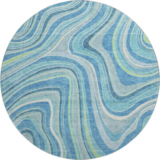 Piper Looms Mayfield Swirls AMF756 Blue Machine Washable Area Rug Round Main Image