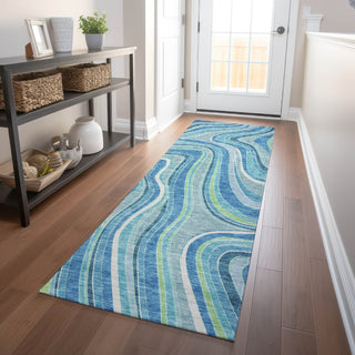 Piper Looms Mayfield Swirls AMF756 Blue Machine Washable Area Rug Runner Lifestyle Image Feature