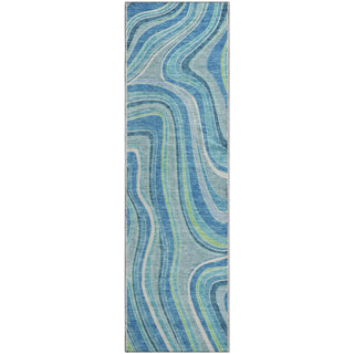 Piper Looms Mayfield Swirls AMF756 Blue Machine Washable Area Rug Runner Main Image