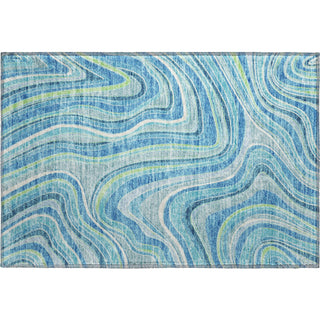 Piper Looms Mayfield Swirls AMF756 Blue Machine Washable Area Rug Scatter Main Image