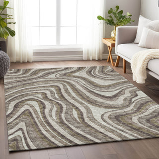 Piper Looms Mayfield Swirls AMF756 Brown Machine Washable Area Rug Lifestyle Image Feature