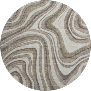 Piper Looms Mayfield Swirls AMF756 Brown Machine Washable Area Rug Round Main Image